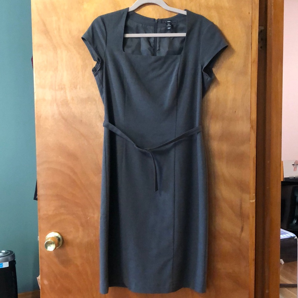 Gray Belted Shift Dress